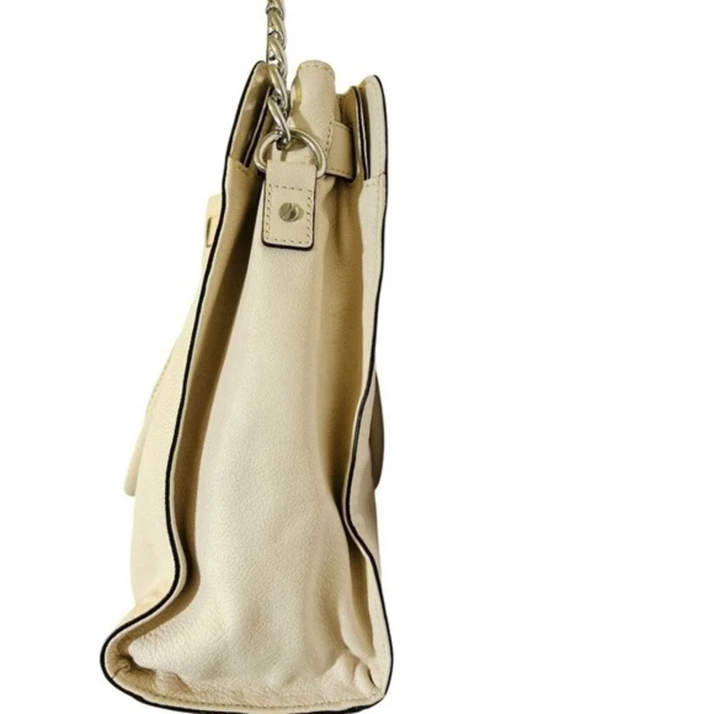 Michael Kors Hamilton Vanilla Leather Tote Shoulder Bag Purse Snap Close - Picture 7 of 16